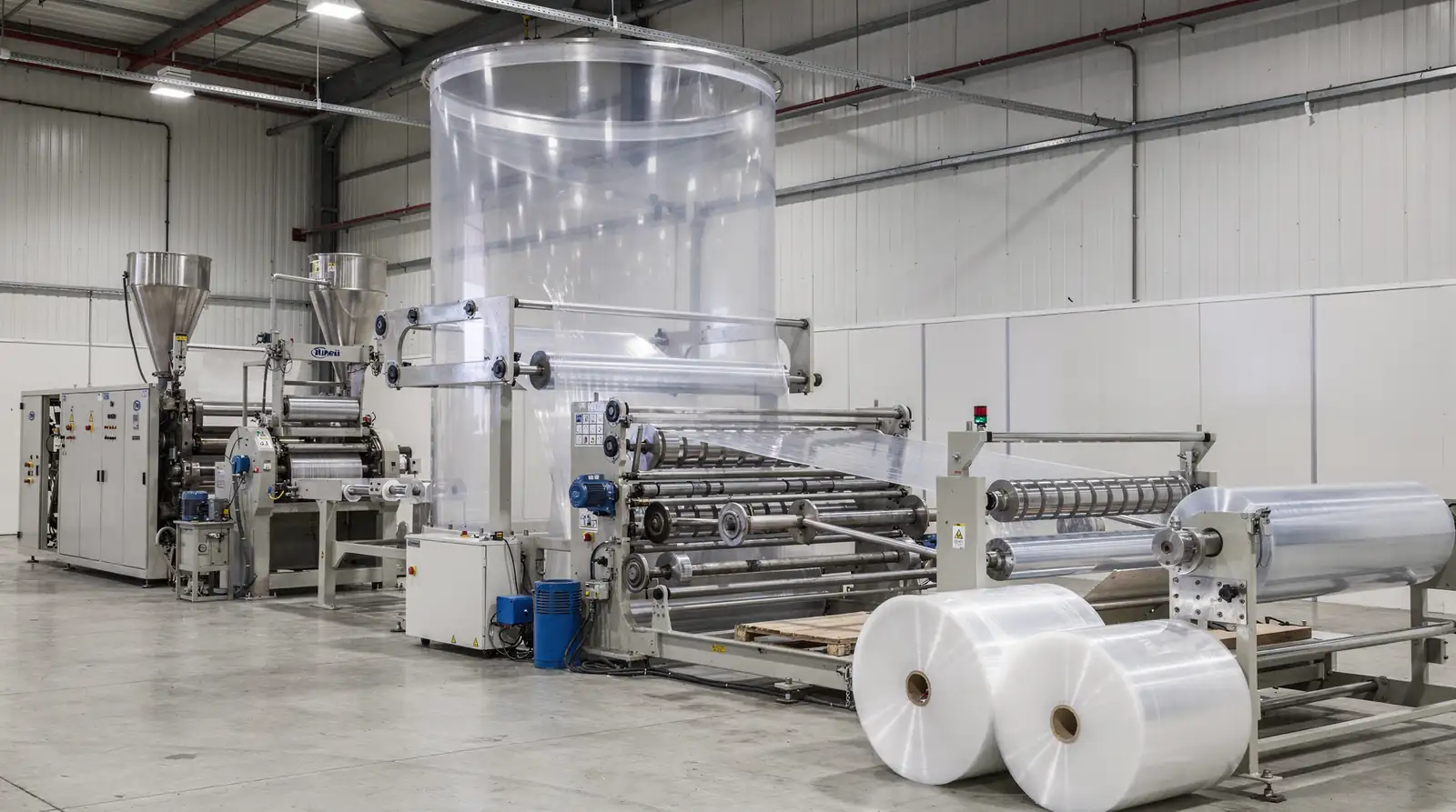 Cinco etapas gobiernan la producción de film de burbujas en una extrusora de burbujas plastico